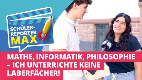 Thumbnail: Links eine stilisierte Filmklappe auf der steht "Mathe, Informatik, Philosophie - Ich unterrichte keine Laberfächer!"
