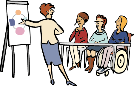 Einige Frauen bekommen etwas erklärt.