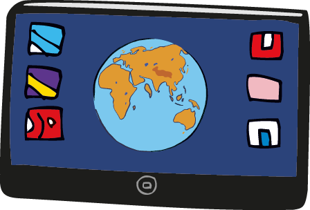 Tablet ist ein englisches Wort für diese elektronische Gerät. Damit kann man zum Beispiel im Internet surfen, Musik hören oder Sachen lesen.